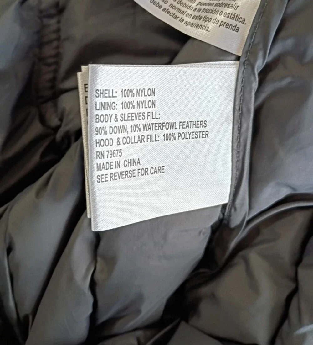 Michael Kors Packable Women's Long Gray Hooded Chevron Down Filled Coat XL